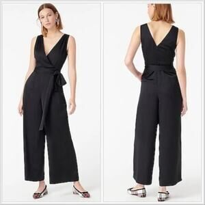 J. CREW | V Neck Wide Leg Belted Jumpsuit Black NWT | Size 6
